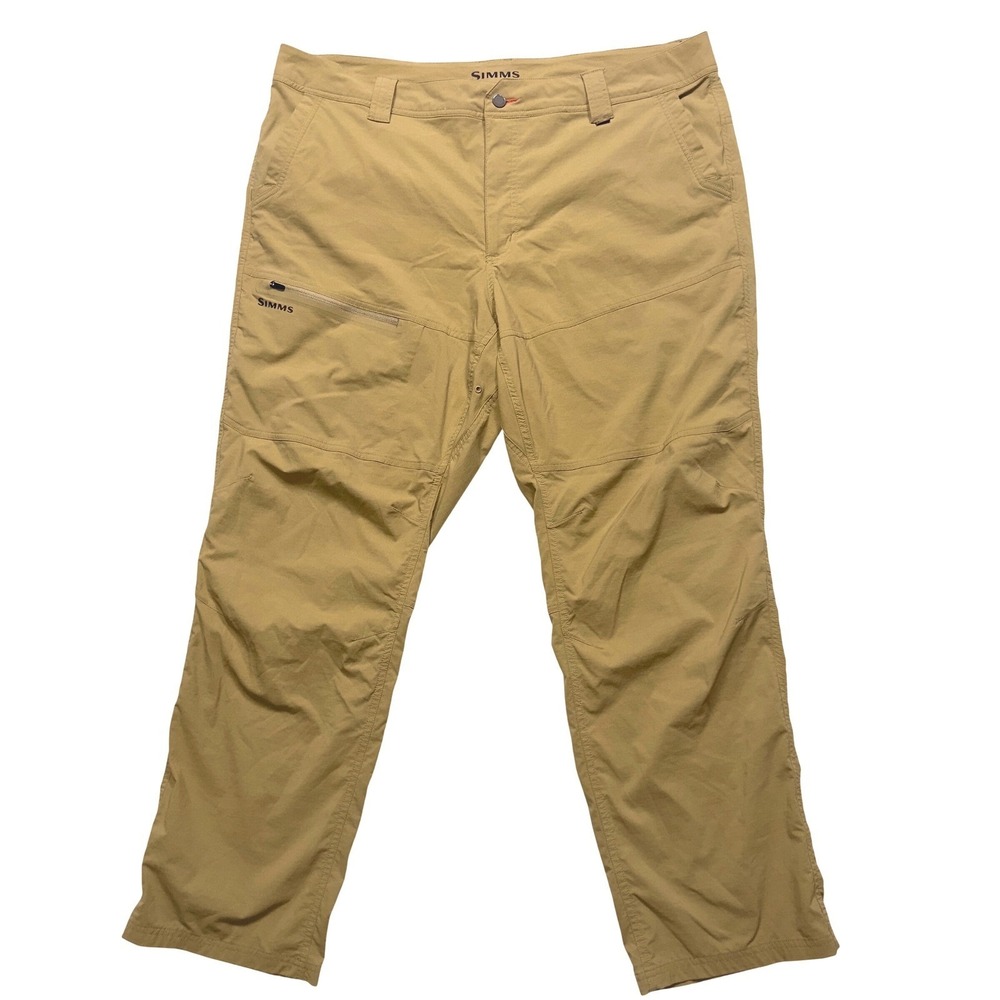 Simms Guide Pants Mens 42R Tan Khaki Fishing Hiking Technical Outdoor Trousers